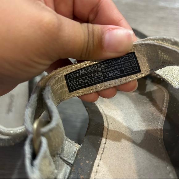 TEVA Ventura Leather Cork Wedge 2 Rialto Sandals Metallic - Picture 6 of 8